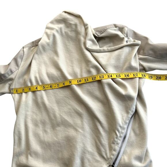 BlankNYC Style #30M-9027 Neutral beige Vegan LEATHER DRAPED Long Sleeve JACKET - Picture 5 of 11